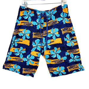 Blue & Orange Hawaiian Tropical Men's Size 30‎ Board Shorts